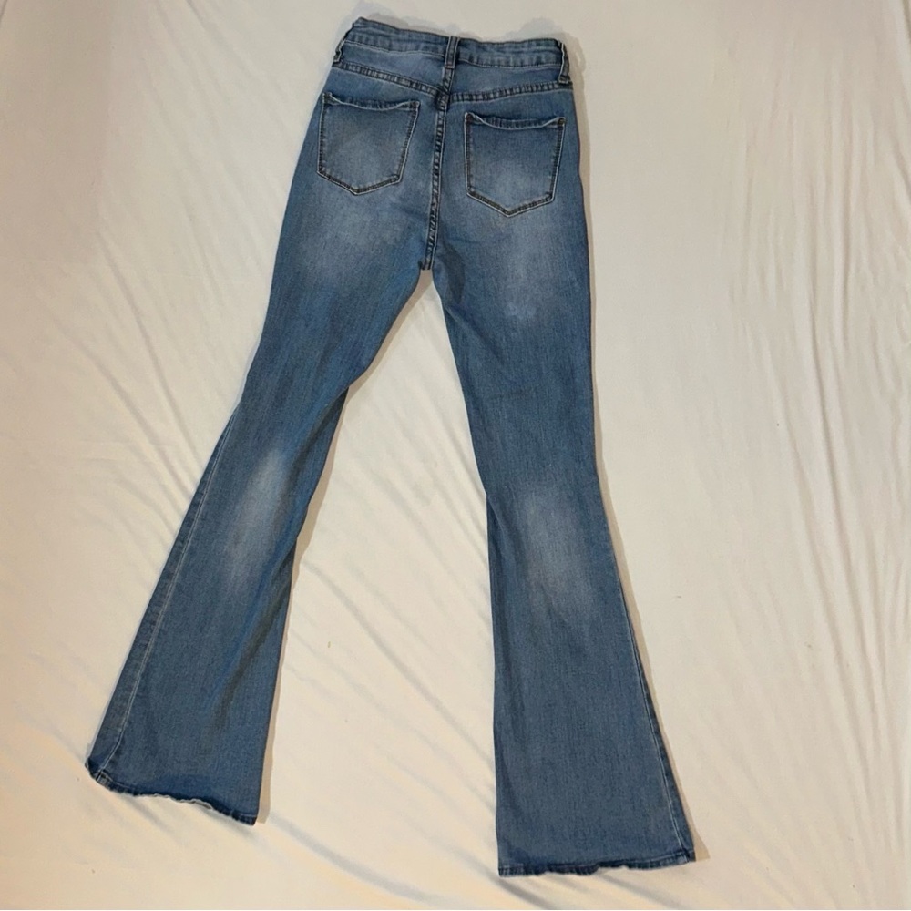 Women's Blue Flared Jeans - Picture 2 of 2
